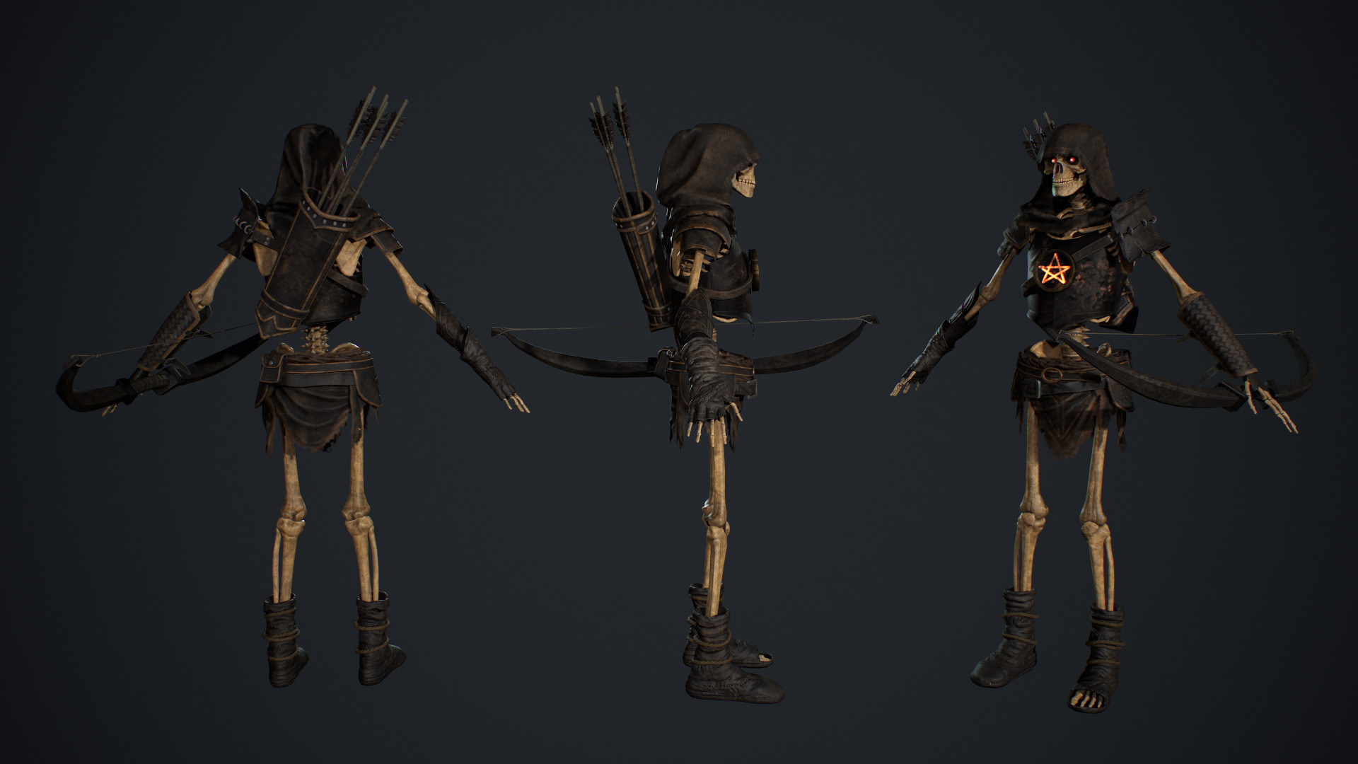 Skeleton 07 Archer Low-poly 3D model_4