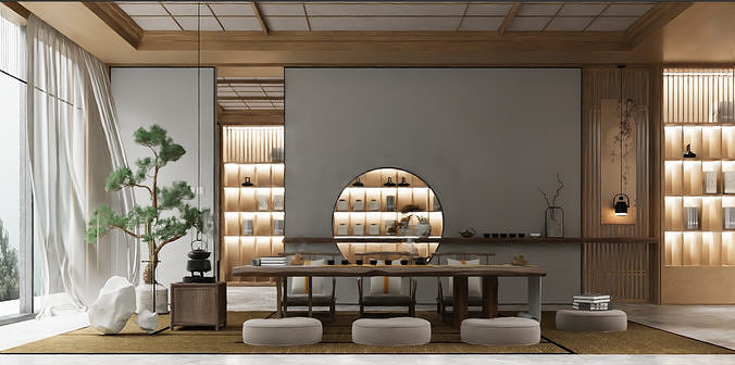 New Chinese-style Tea Room 3D model
