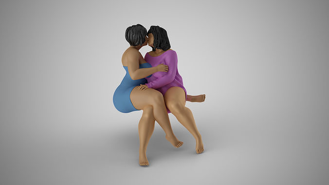 Girls Hugging Somewhere 3D print model