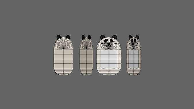 Cartoon Panda Frame  Low-poly 3D model 7