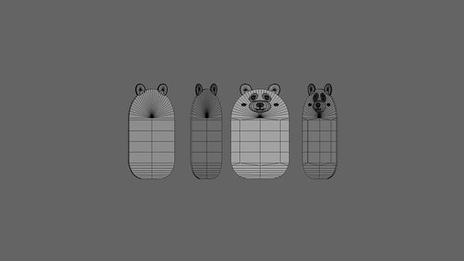 Cartoon Panda Frame  Low-poly 3D model 6