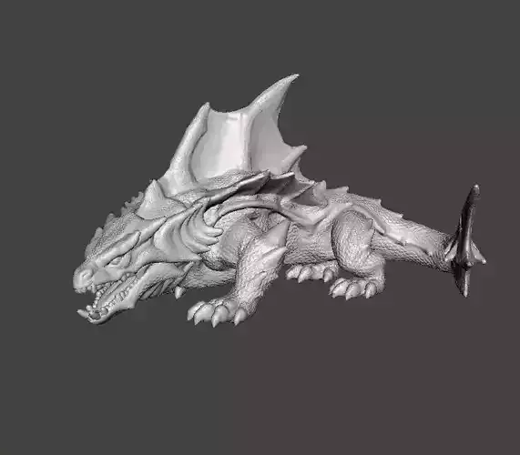 DRAGON SHARK MINIATURE MODEL FIGURE FOR FANTASY GAMES RPG DND 3D print model