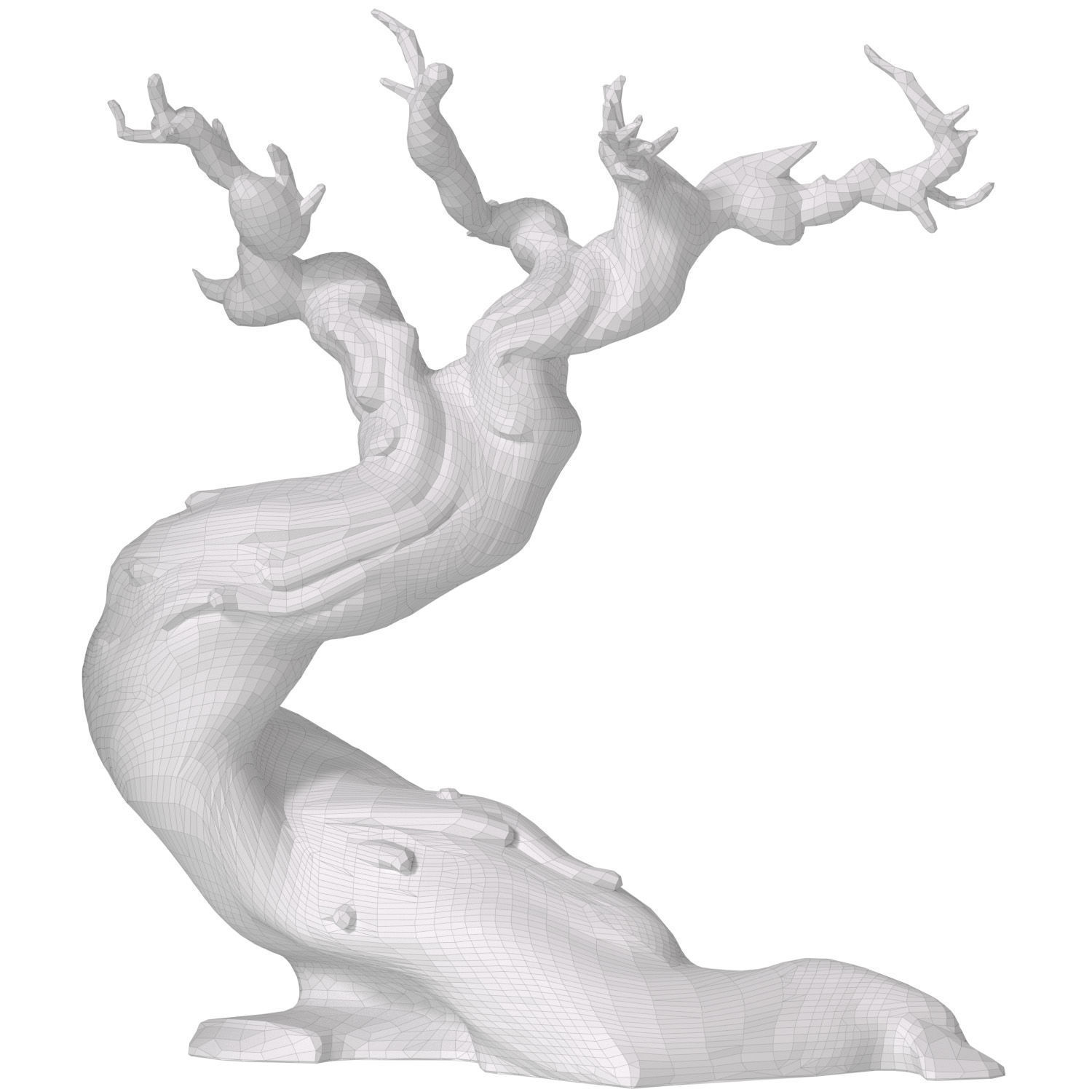 Decorative Old Twisted Weathered Tree with Gnarled Branches 3D model_3