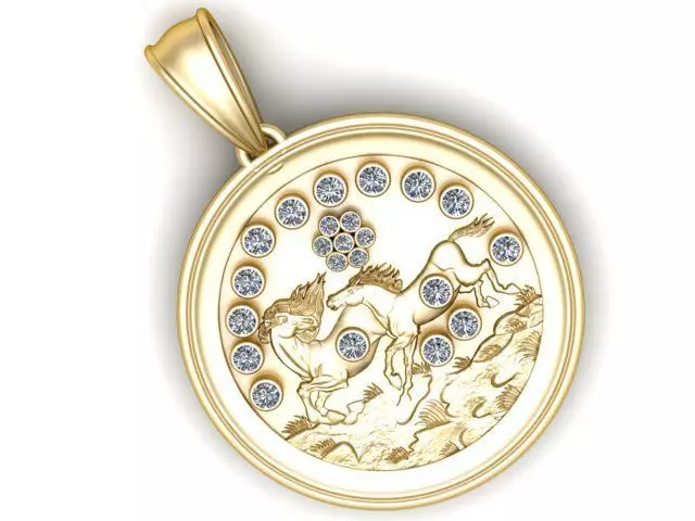 Horse gold pendant 3D printable model 3D print model
