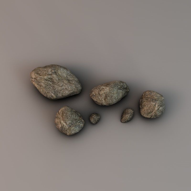 Detailed rocks collection Low-poly 3D model_2