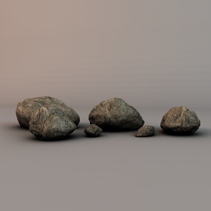 Detailed rocks collection Low-poly 3D model_3