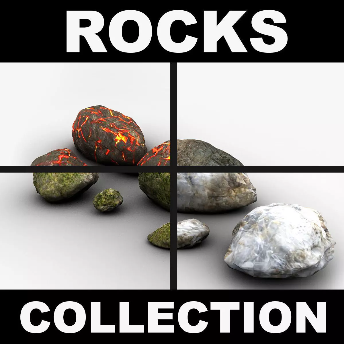Detailed rocks collection Low-poly 3D model_0