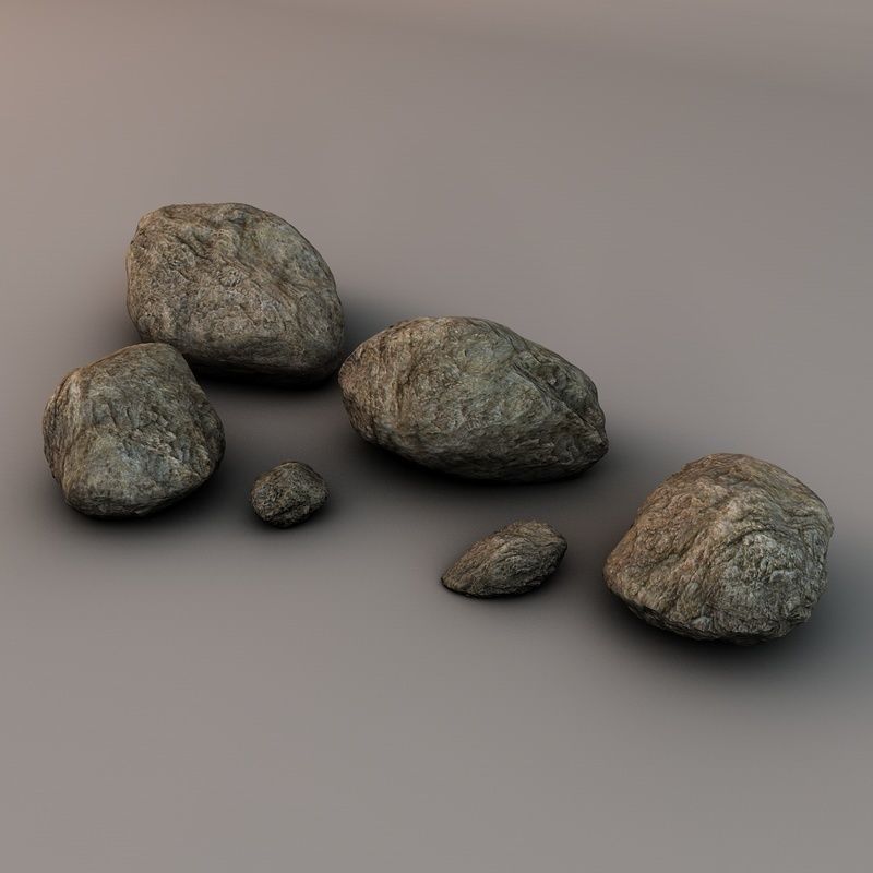 Detailed rocks collection Low-poly 3D model_1