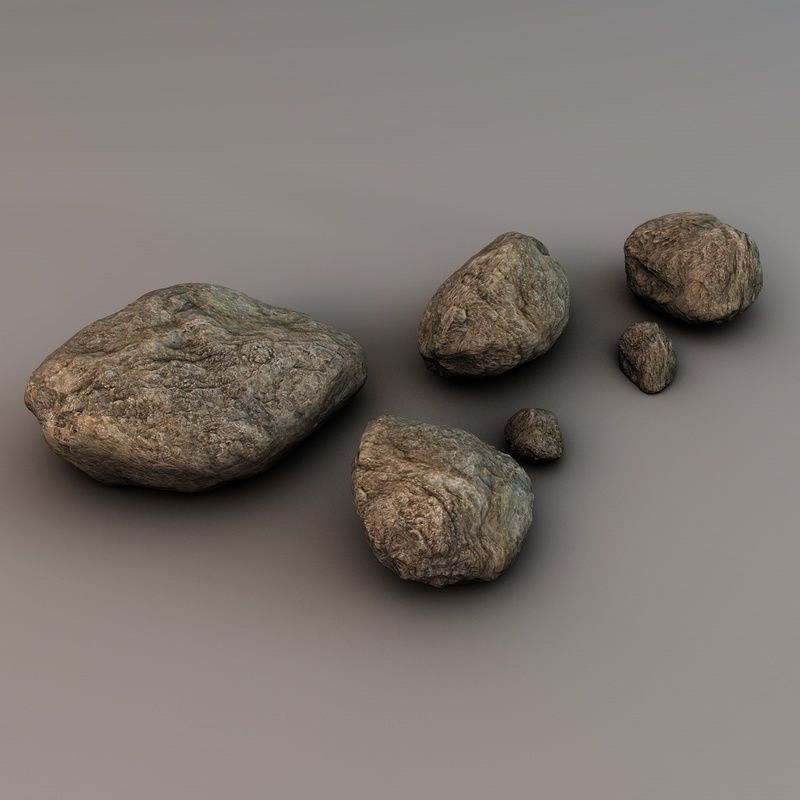 Detailed rocks collection Low-poly 3D model_4