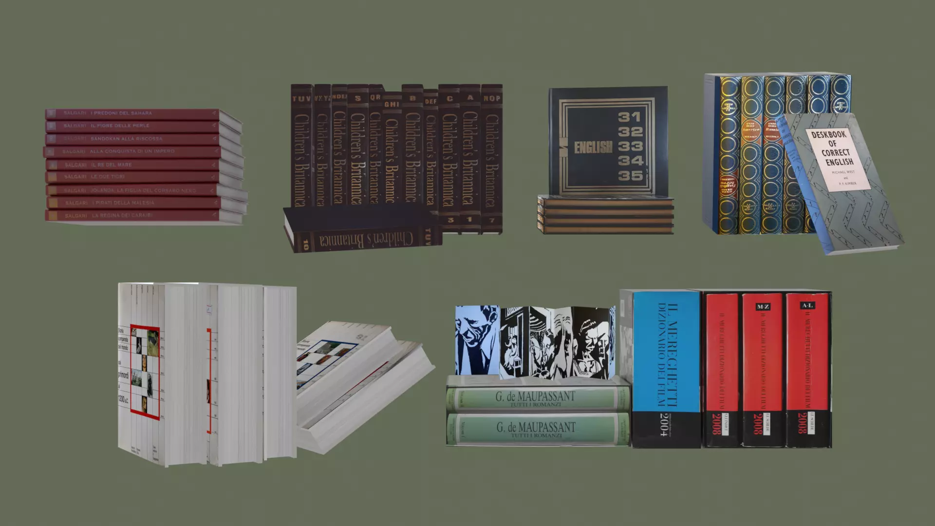 Classics Book Collection V2 Free low-poly 3D model