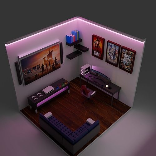 The Gaming Room  Low-poly 3D model