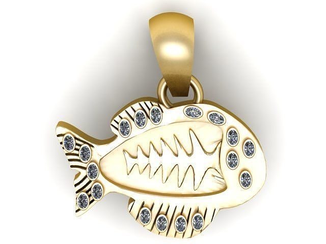 Fishbone gold pendant 3D printable model  3D print model