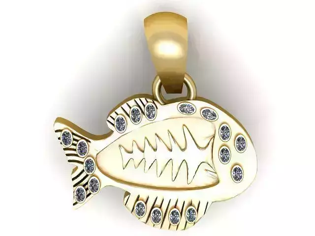 Fishbone gold pendant 3D printable model 