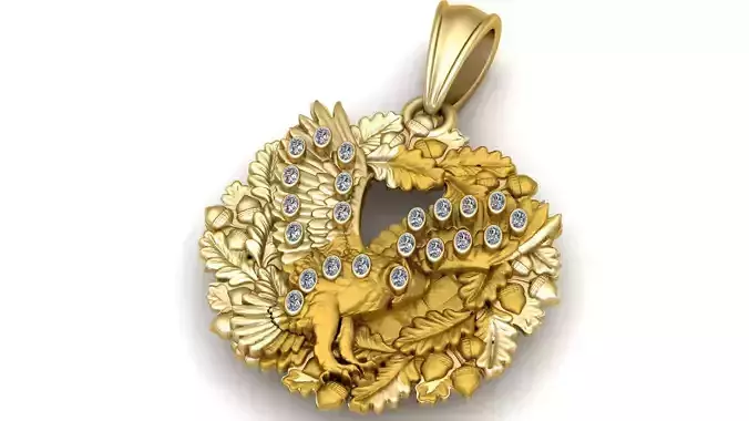 Nature inspired gold pendant  3D printable model 