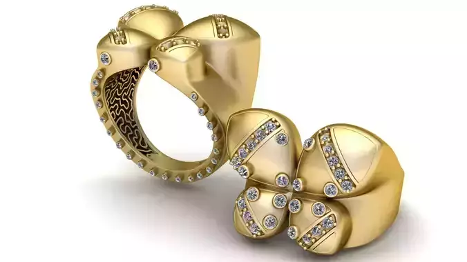 Modern designer gold ring   3D printable model 