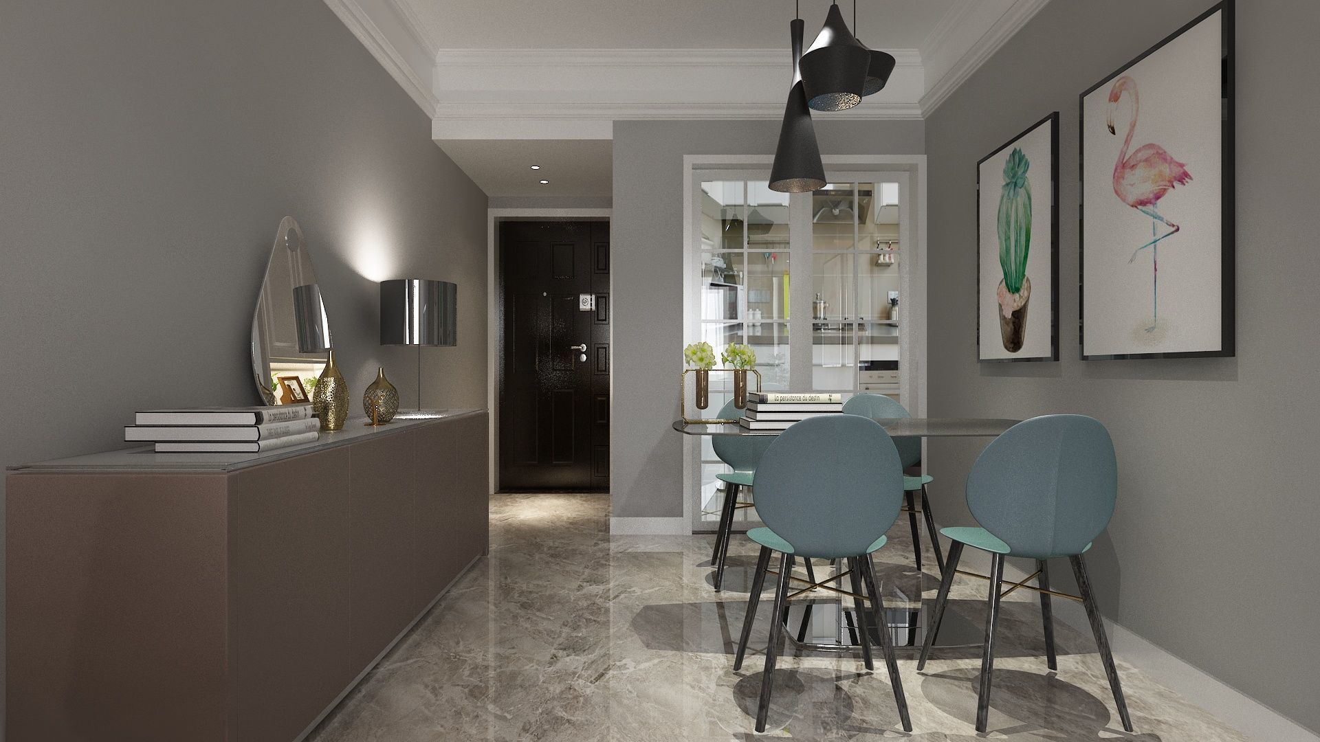 Living and Dining Room Combo Design 3D model_2