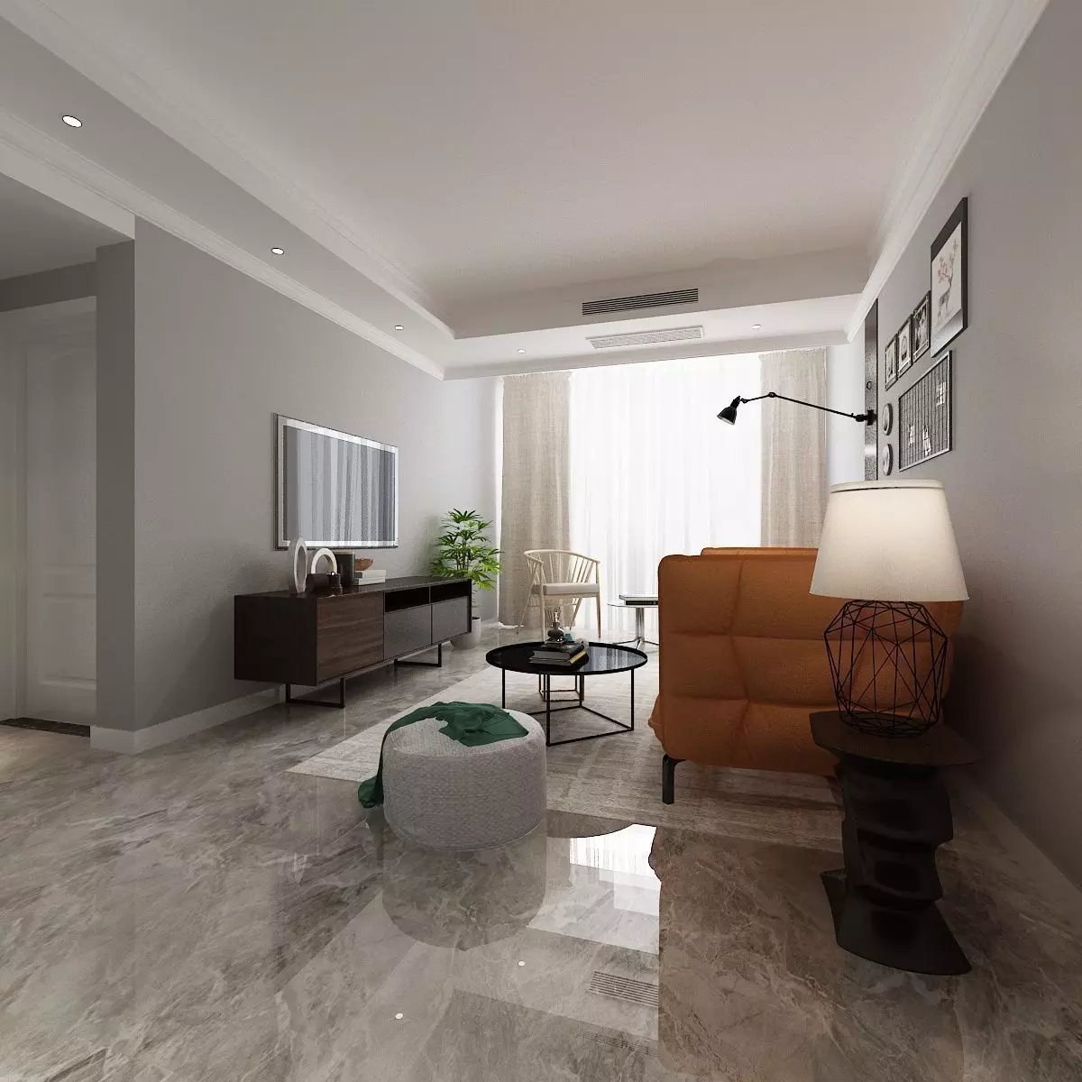 Living and Dining Room Combo Design 3D model_0