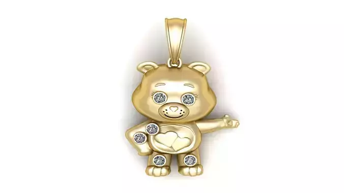 Teddy bear gold pendant 3D printable model 