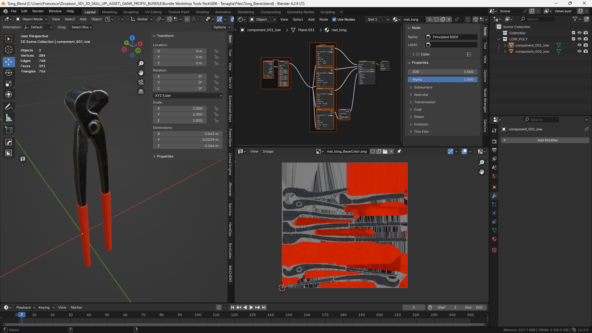 End Cutting Pliers 3D Model - Game Ready Low-poly 3D model_2