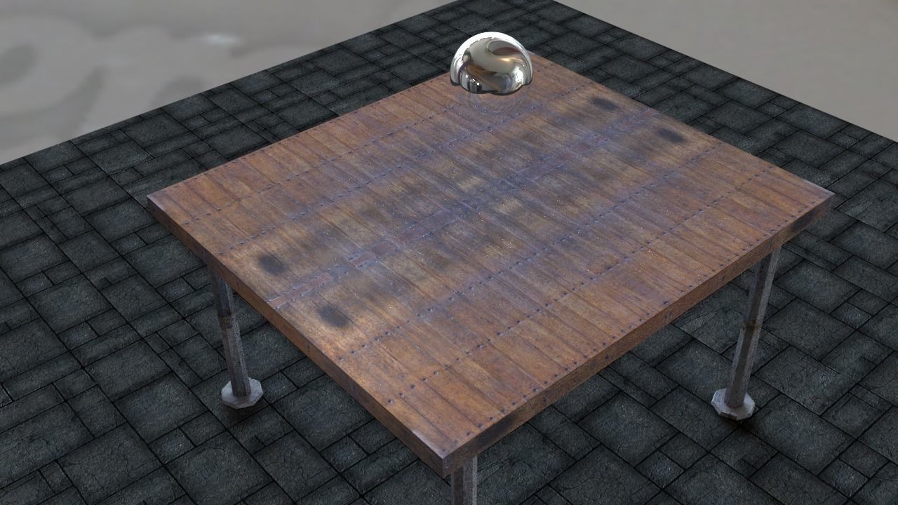 Old Wood Table Free low-poly 3D model_0