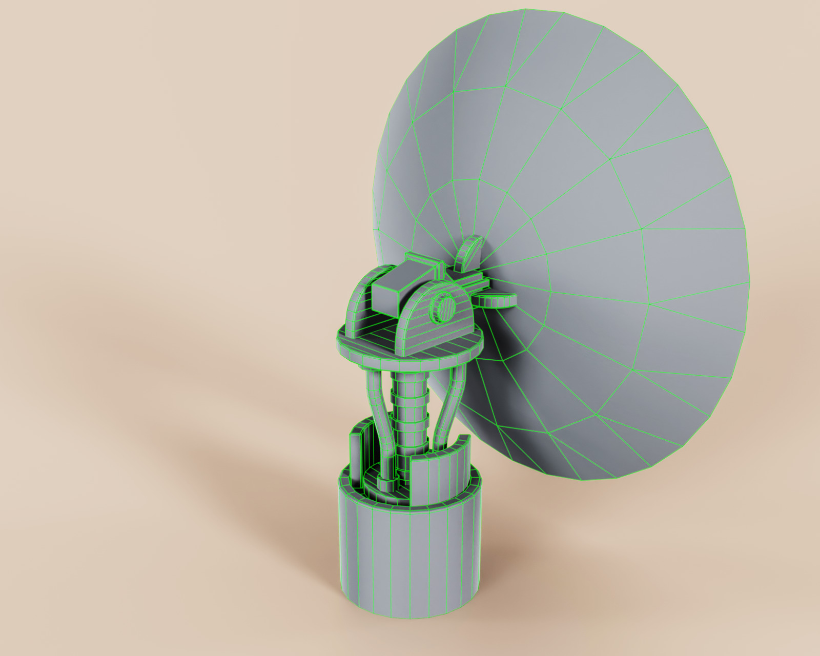 Big Satellite Dish Low-poly 3D model_13