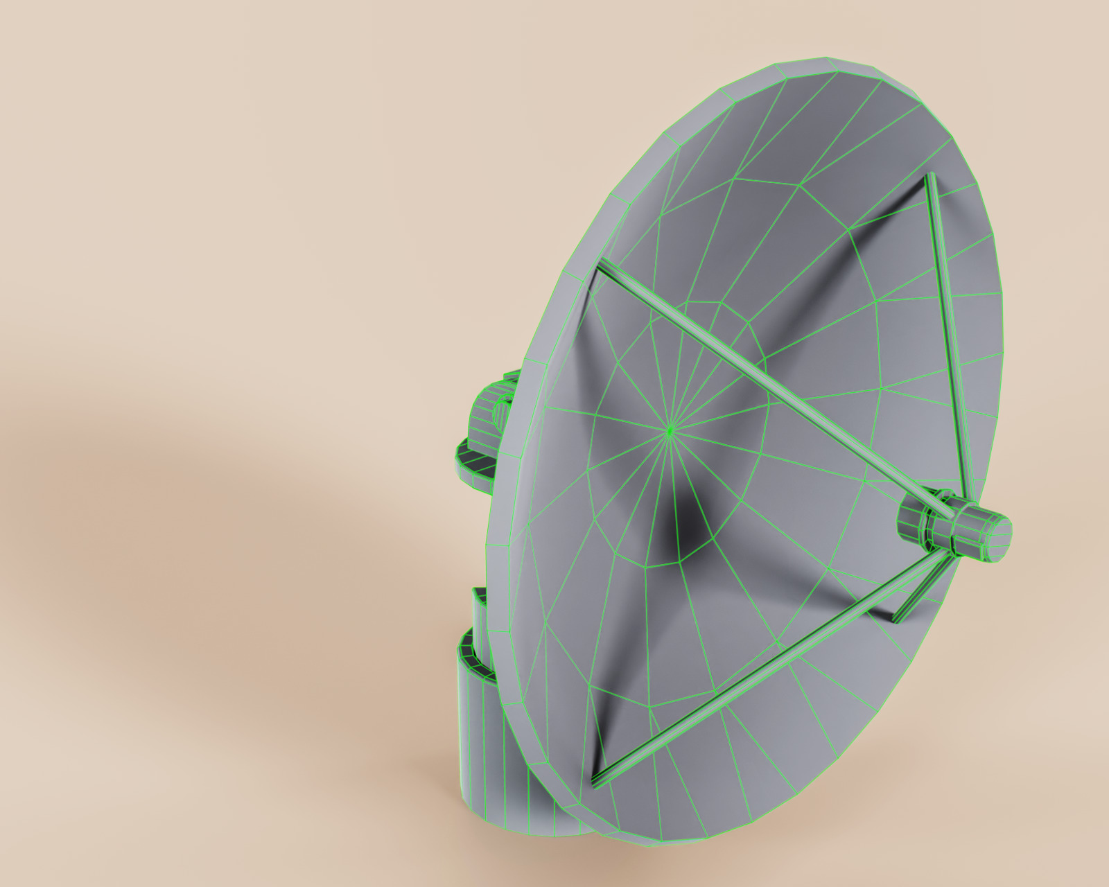 Big Satellite Dish Low-poly 3D model_11