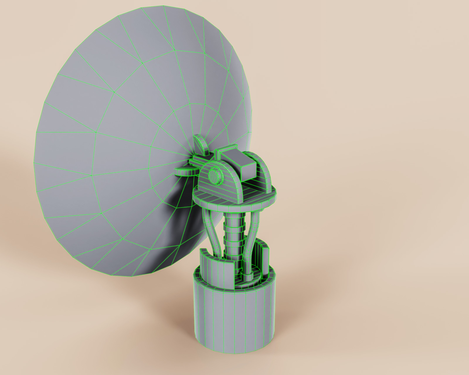 Big Satellite Dish Low-poly 3D model_15
