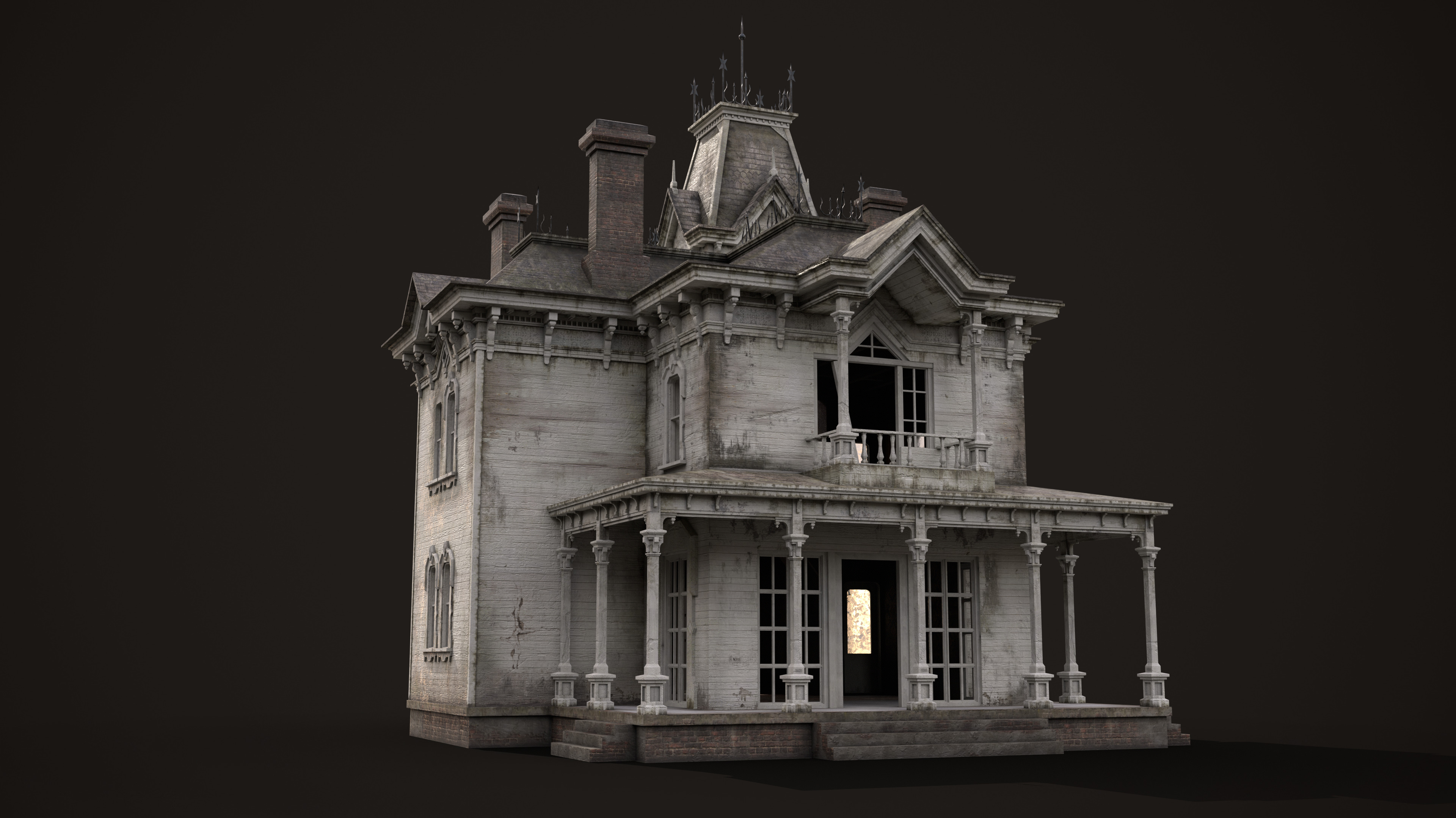 Abandoned House Low-poly 3D model_6