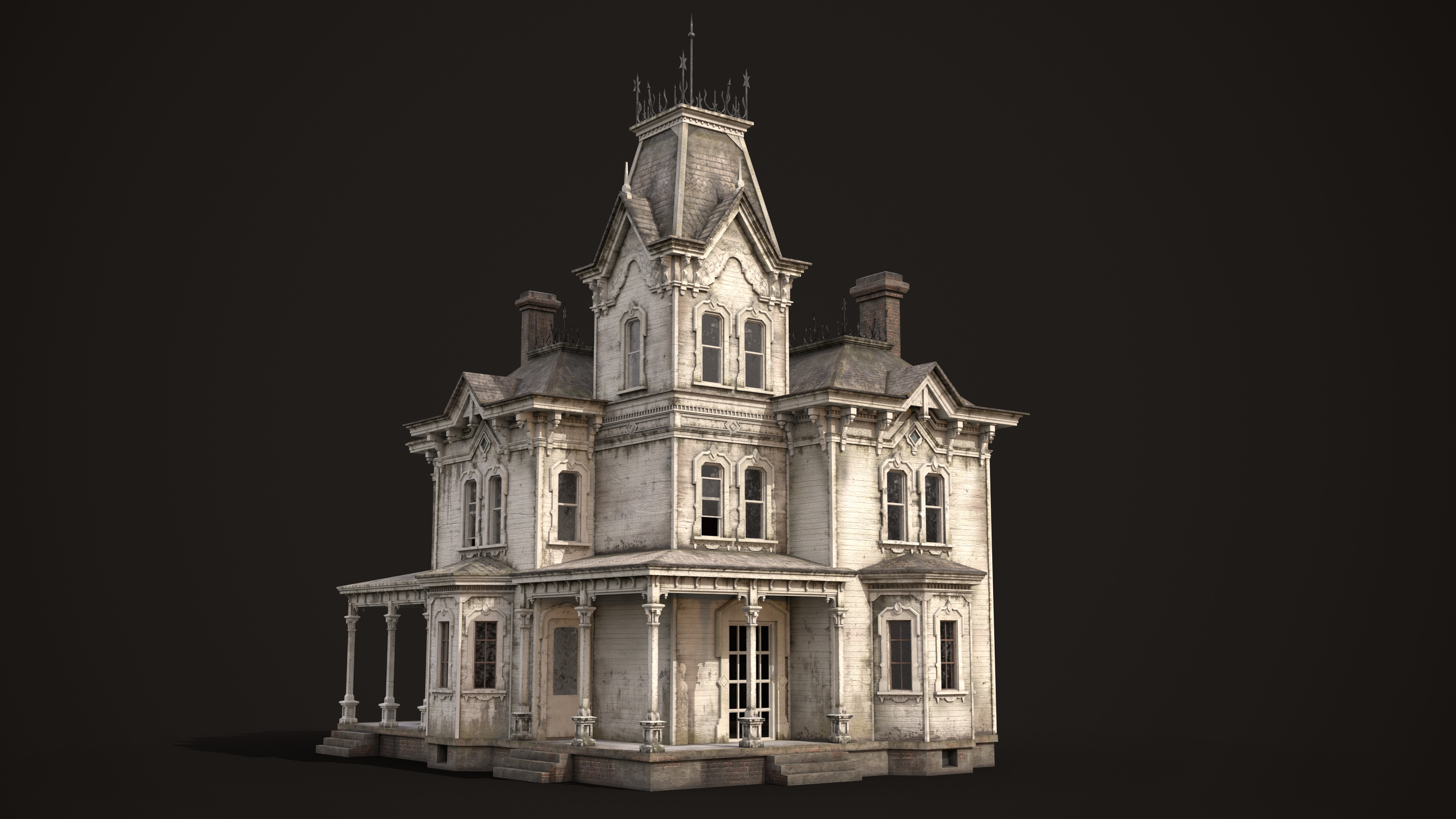 Abandoned House Low-poly 3D model_2