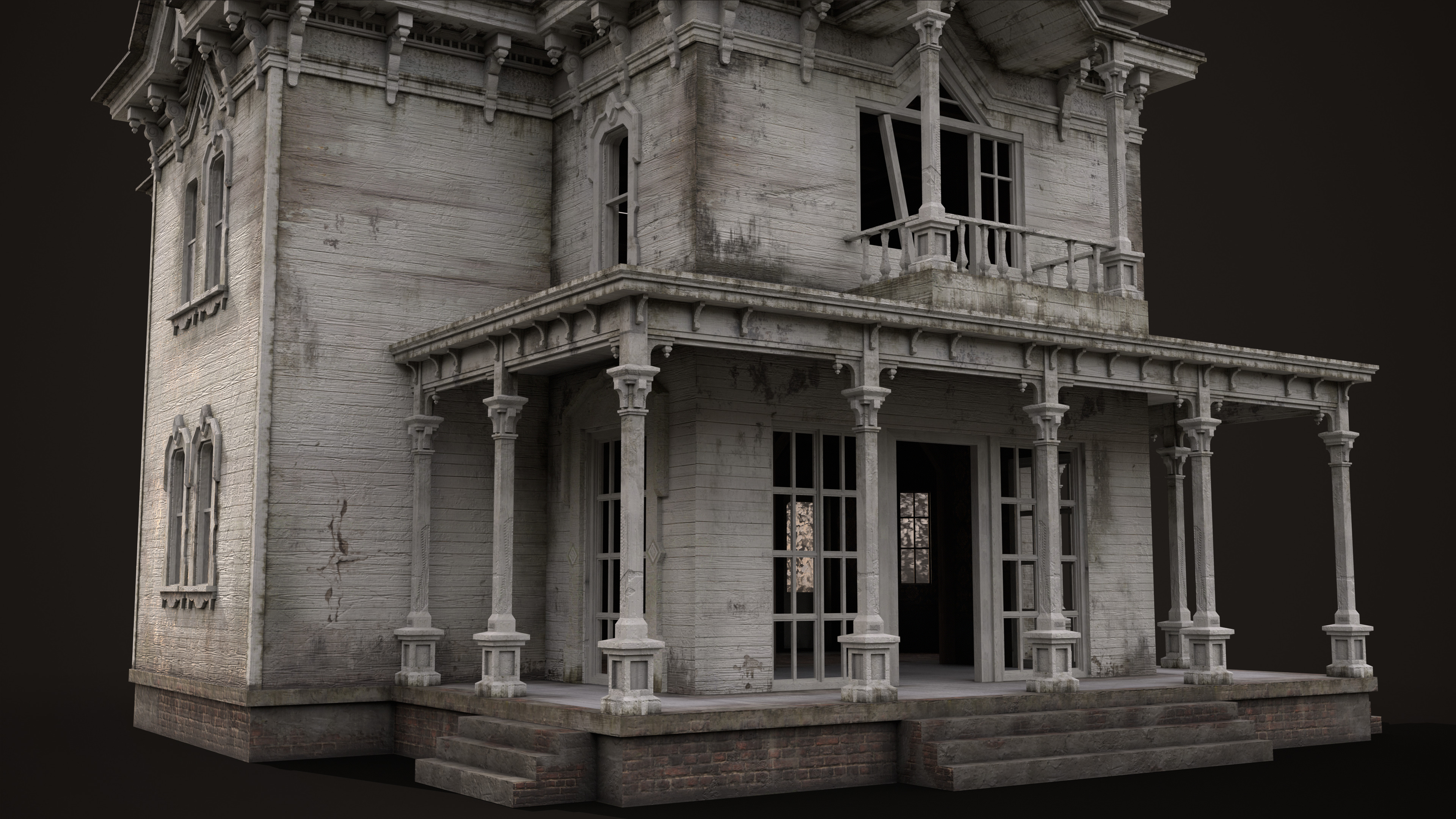 Abandoned House Low-poly 3D model_14