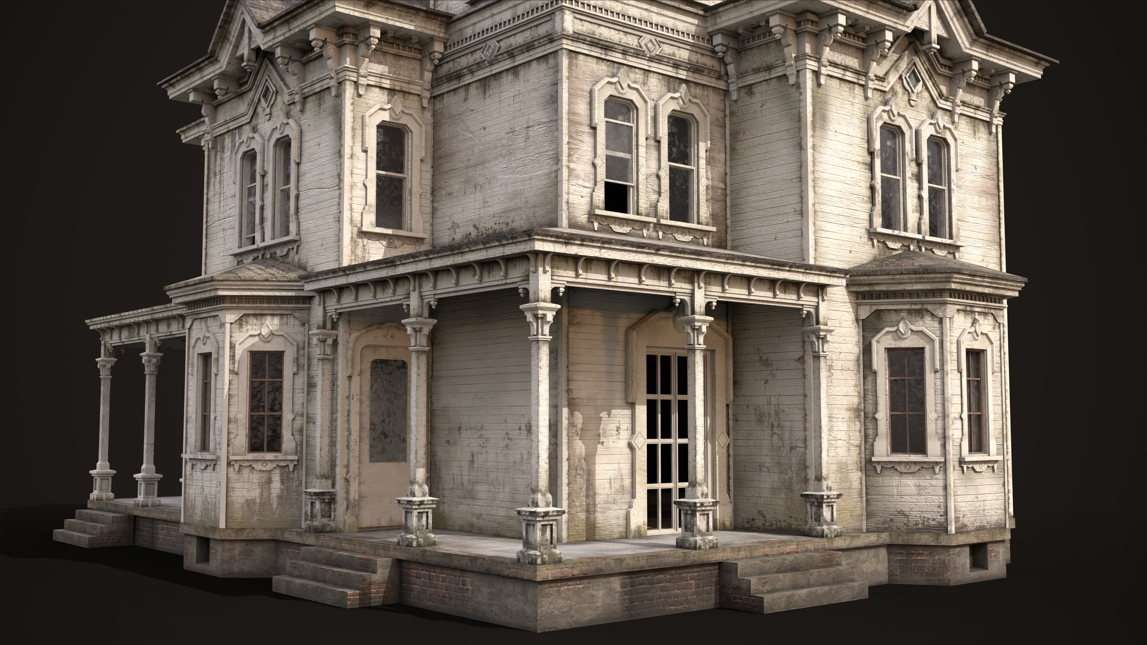 Abandoned House Low-poly 3D model_10