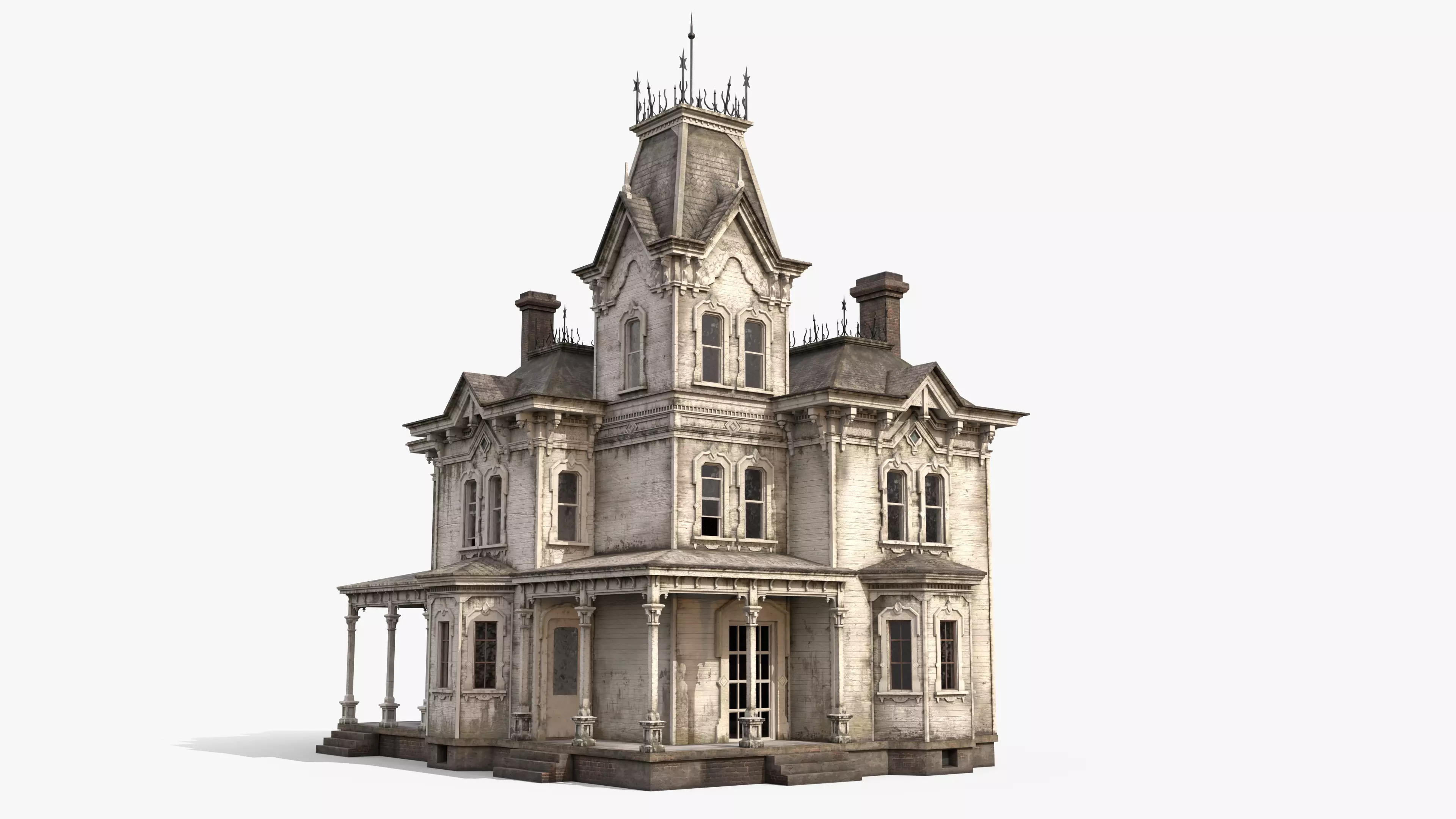 Abandoned House Low-poly 3D model_0