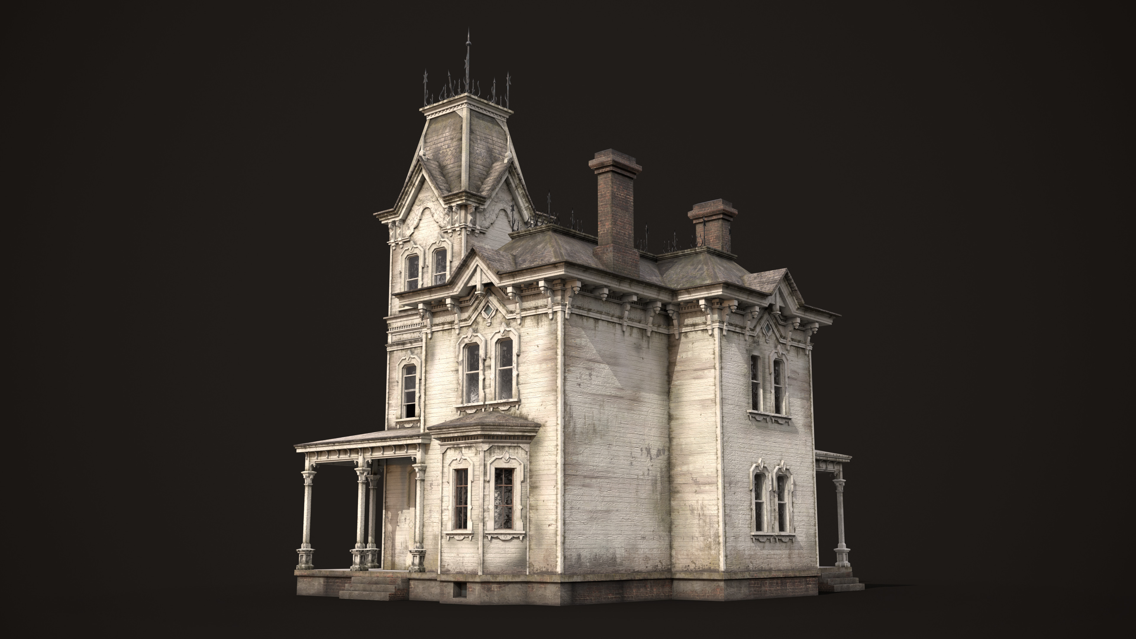 Abandoned House Low-poly 3D model_4