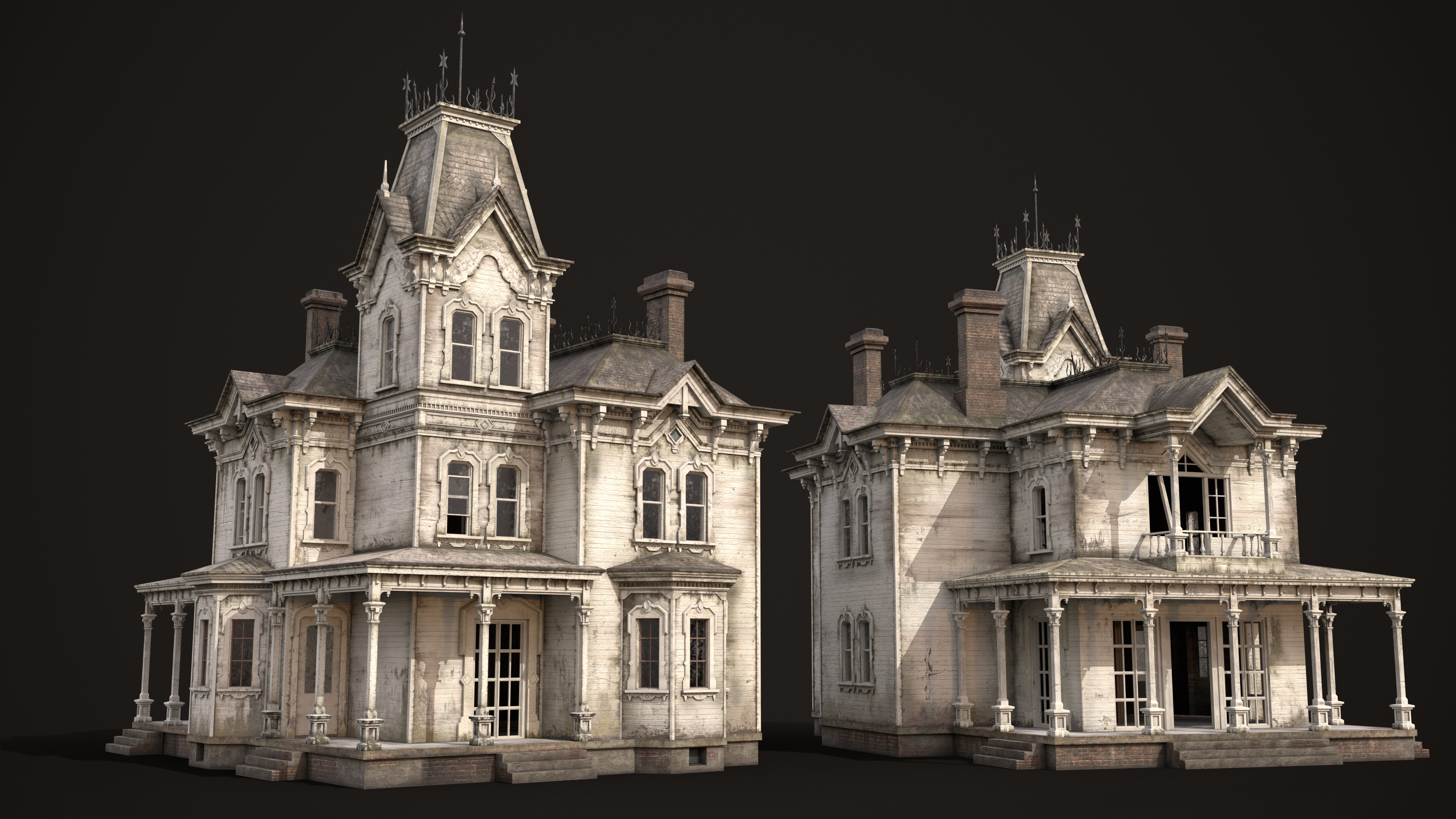 Abandoned House Low-poly 3D model_1