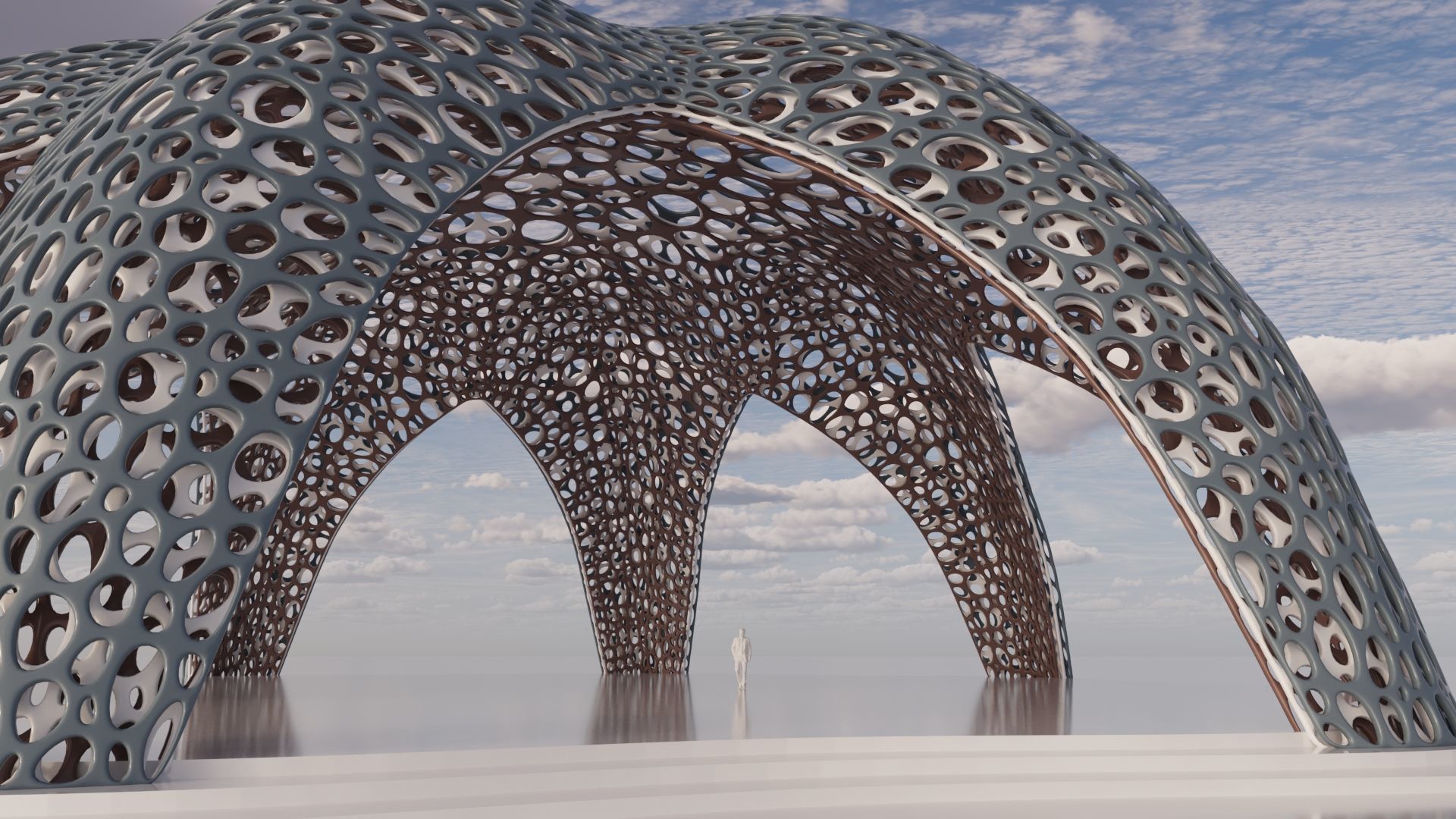 Parametric Celestial Pavilion Dome Low-poly 3D model_8
