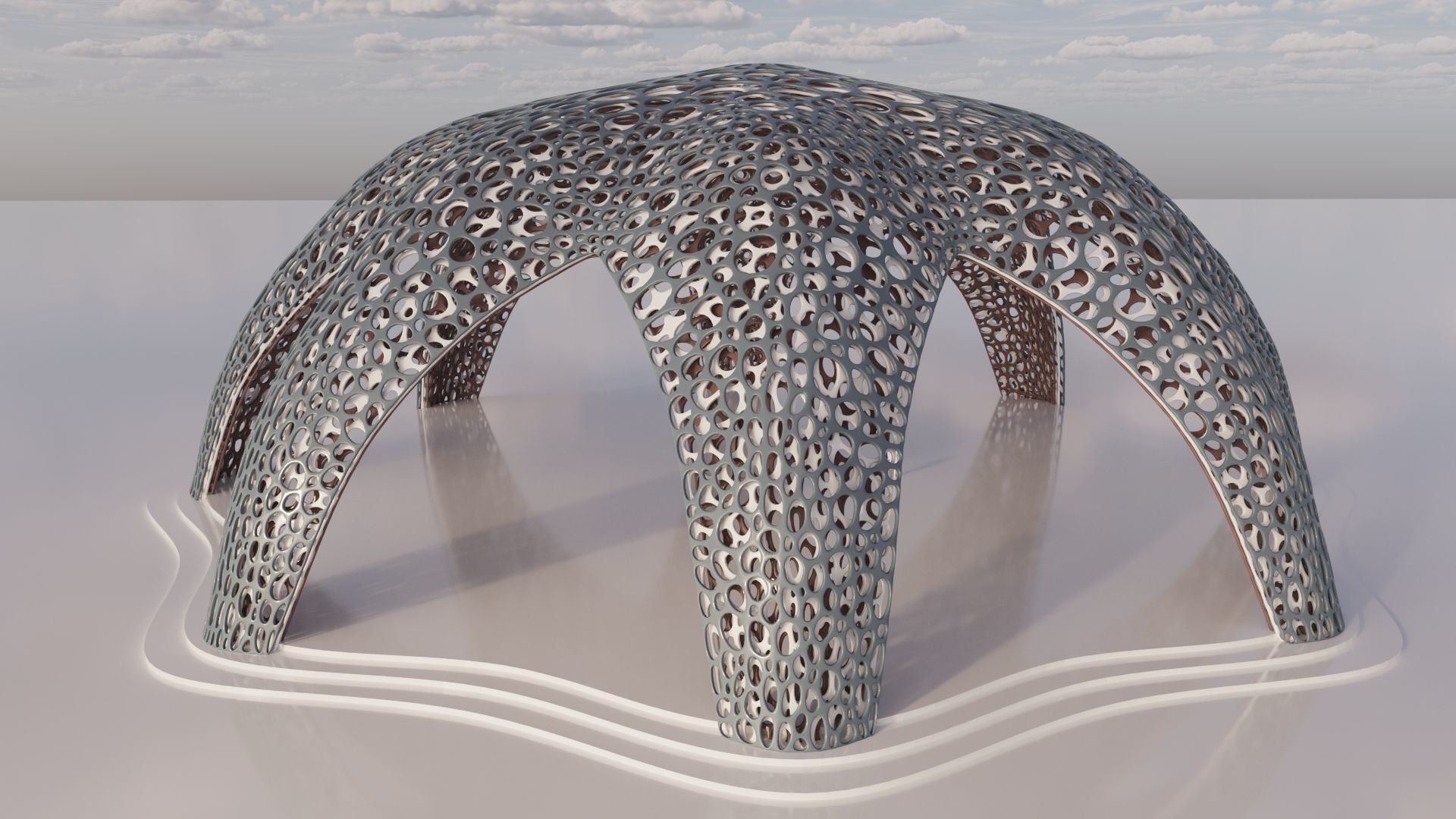 Parametric Celestial Pavilion Dome Low-poly 3D model_12