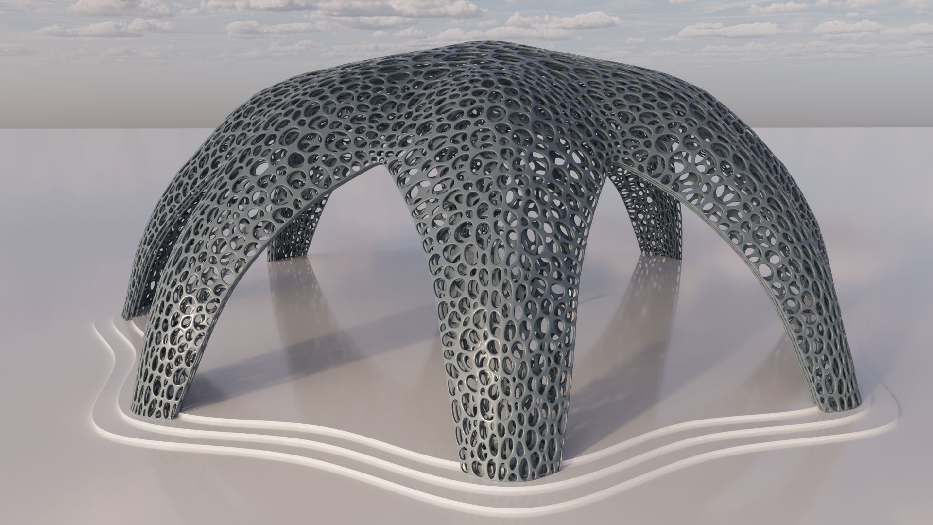 Parametric Celestial Pavilion Dome Low-poly 3D model_11