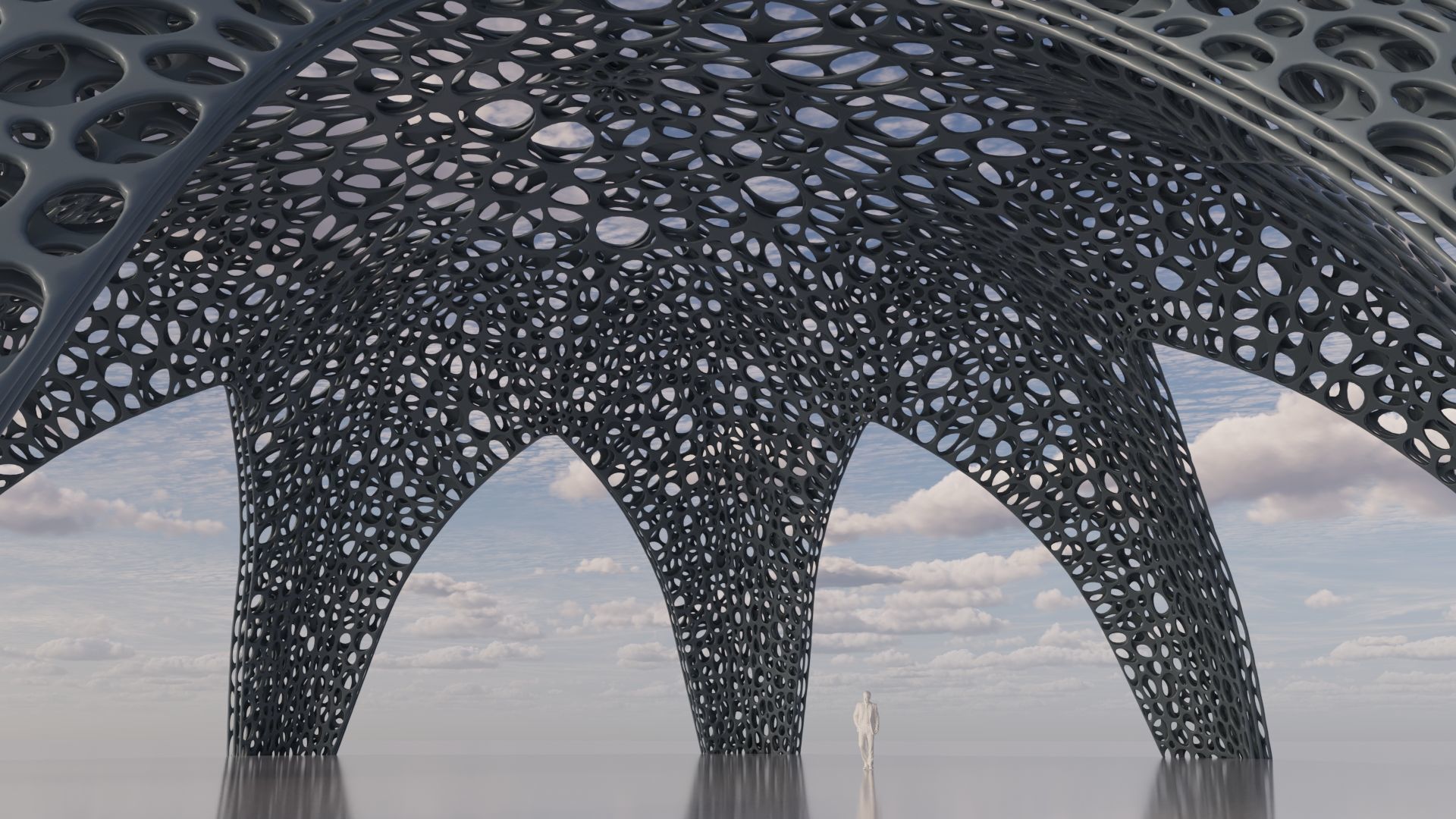 Parametric Celestial Pavilion Dome Low-poly 3D model_9