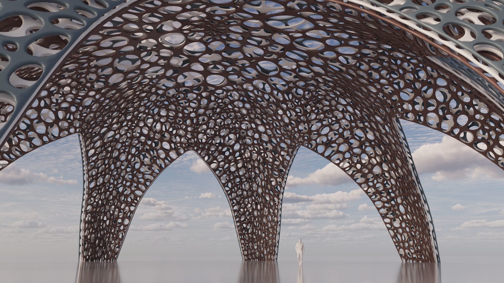 Parametric Celestial Pavilion Dome Low-poly 3D model_10