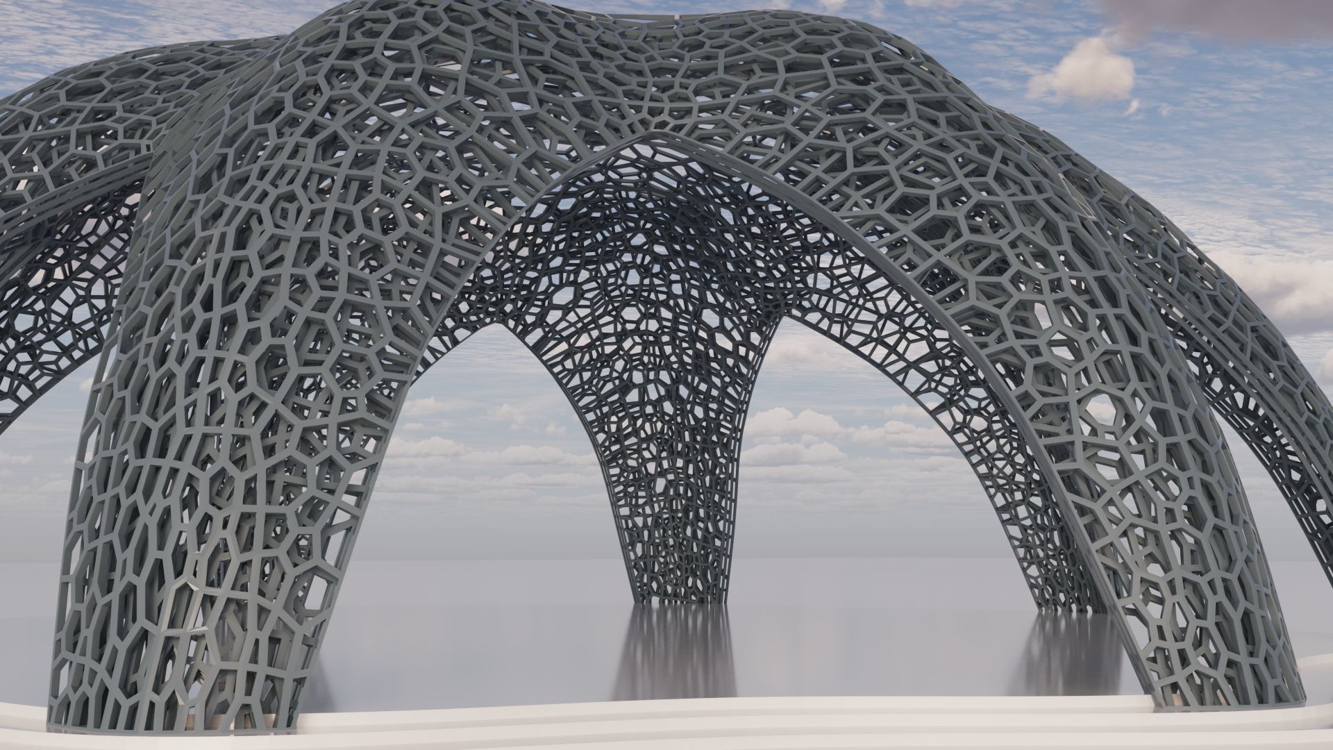 Parametric Celestial Pavilion Dome Low-poly 3D model_14