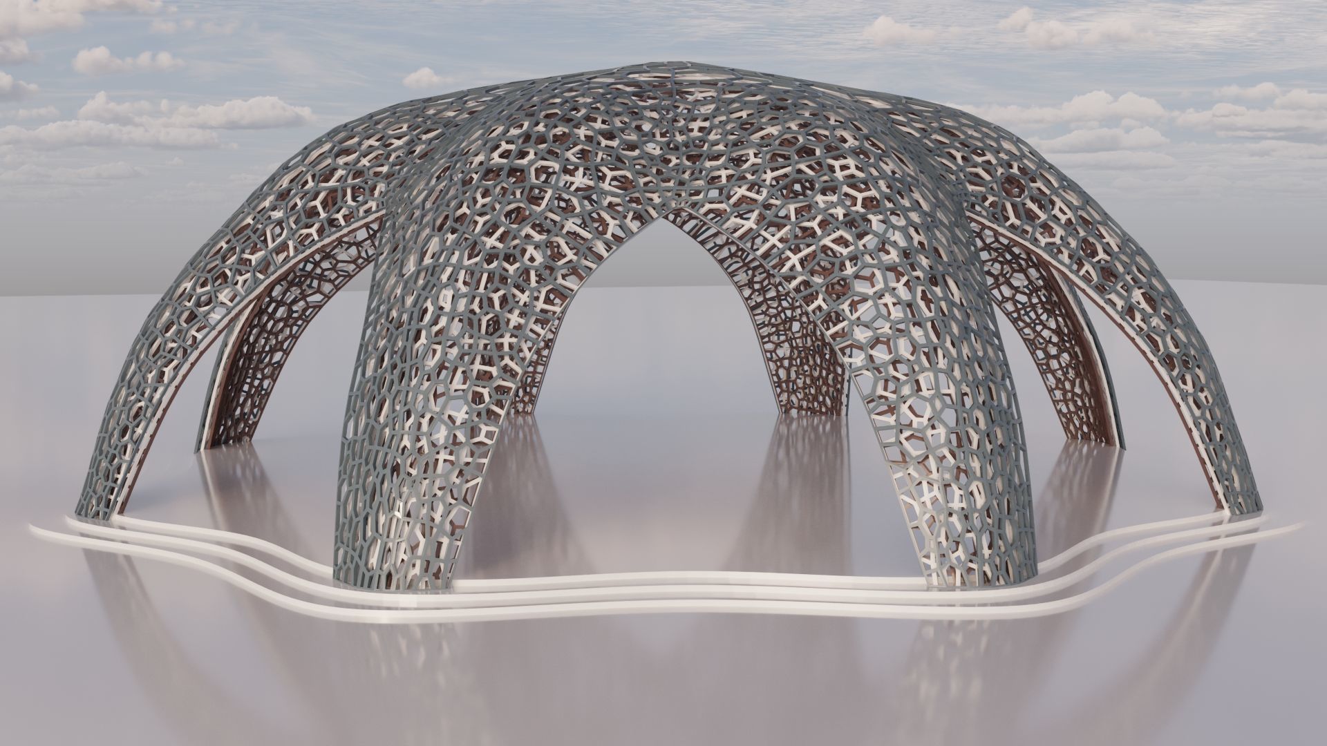 Parametric Celestial Pavilion Dome Low-poly 3D model_13