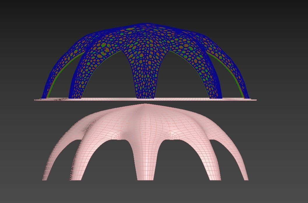 Parametric Celestial Pavilion Dome Low-poly 3D model_15