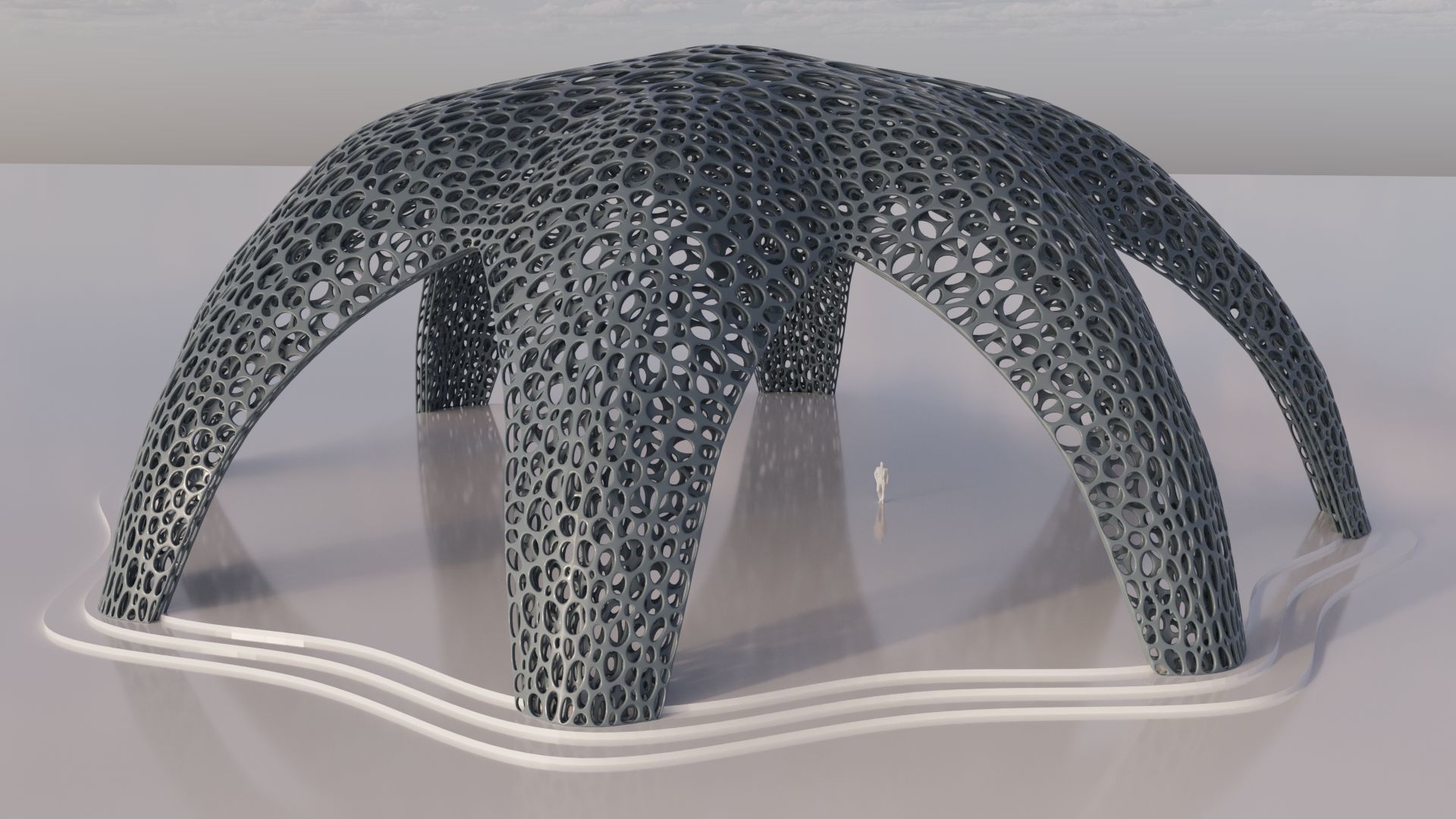 Parametric Celestial Pavilion Dome Low-poly 3D model_2