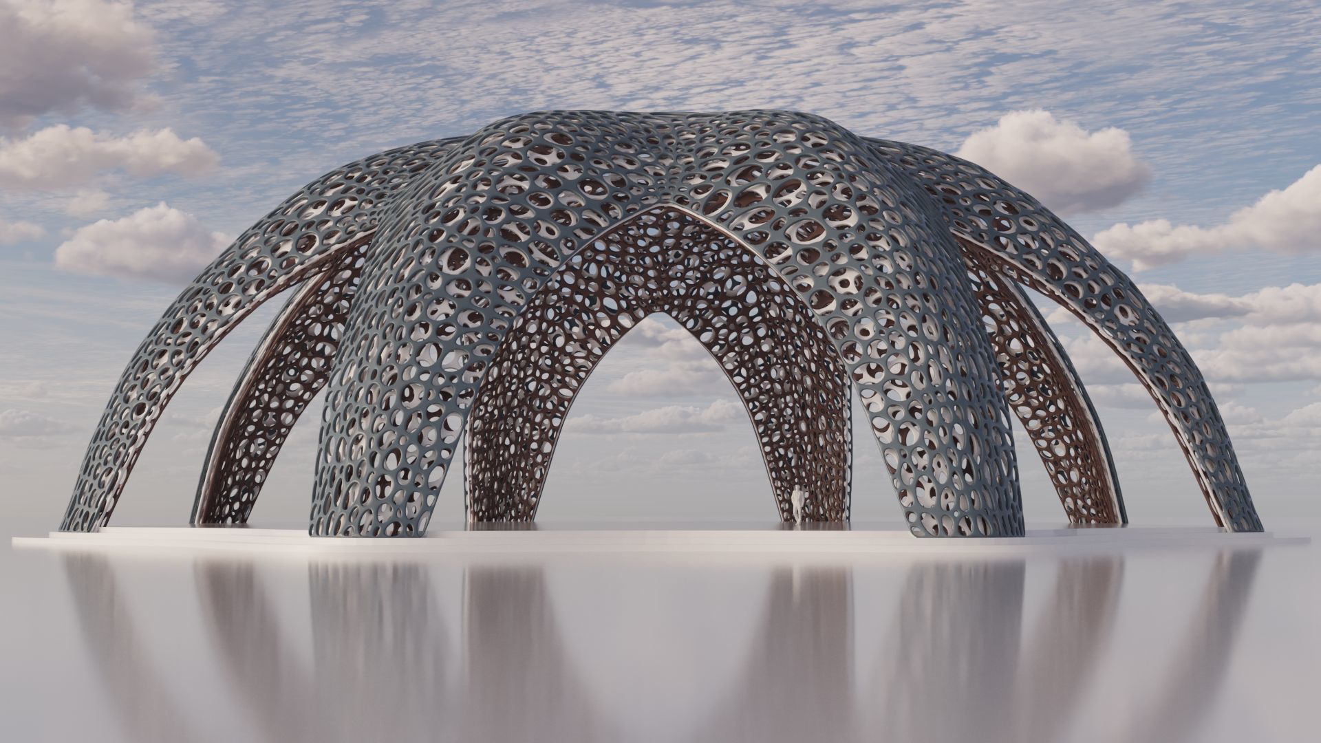Parametric Celestial Pavilion Dome Low-poly 3D model_1