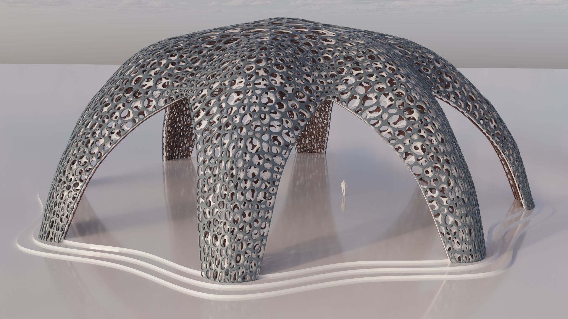 Parametric Celestial Pavilion Dome Low-poly 3D model_4