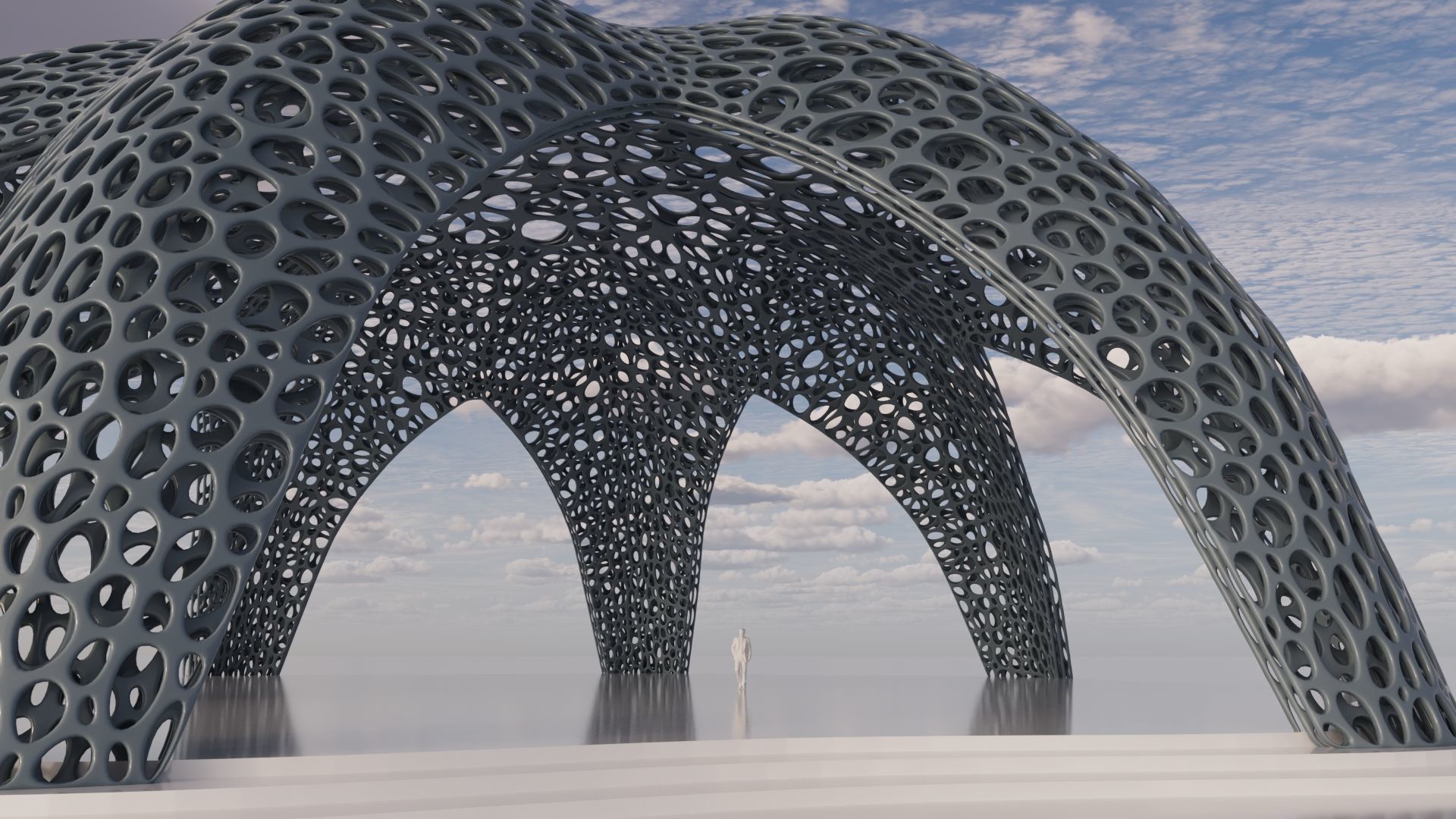 Parametric Celestial Pavilion Dome Low-poly 3D model_7
