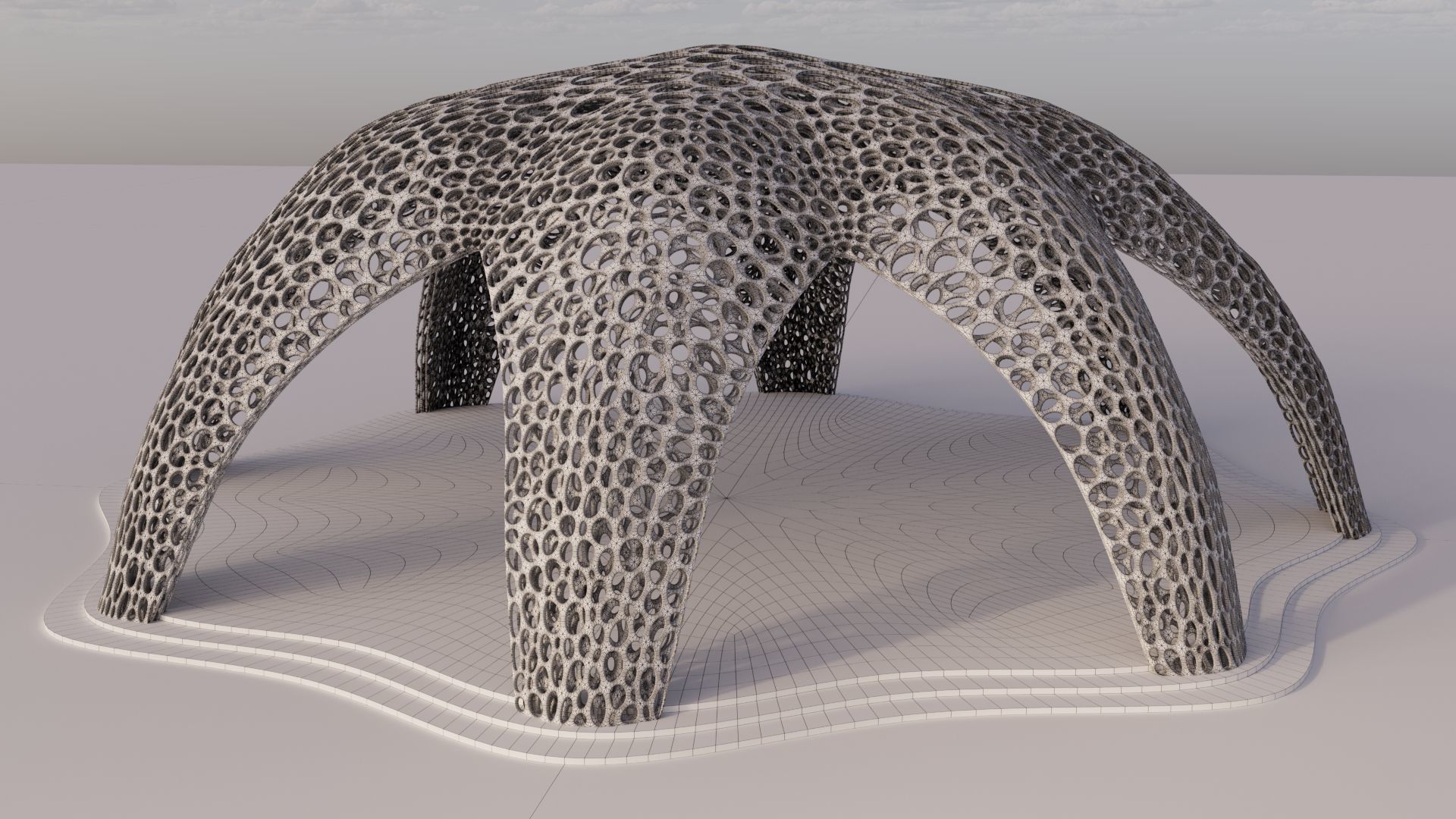 Parametric Celestial Pavilion Dome Low-poly 3D model_3