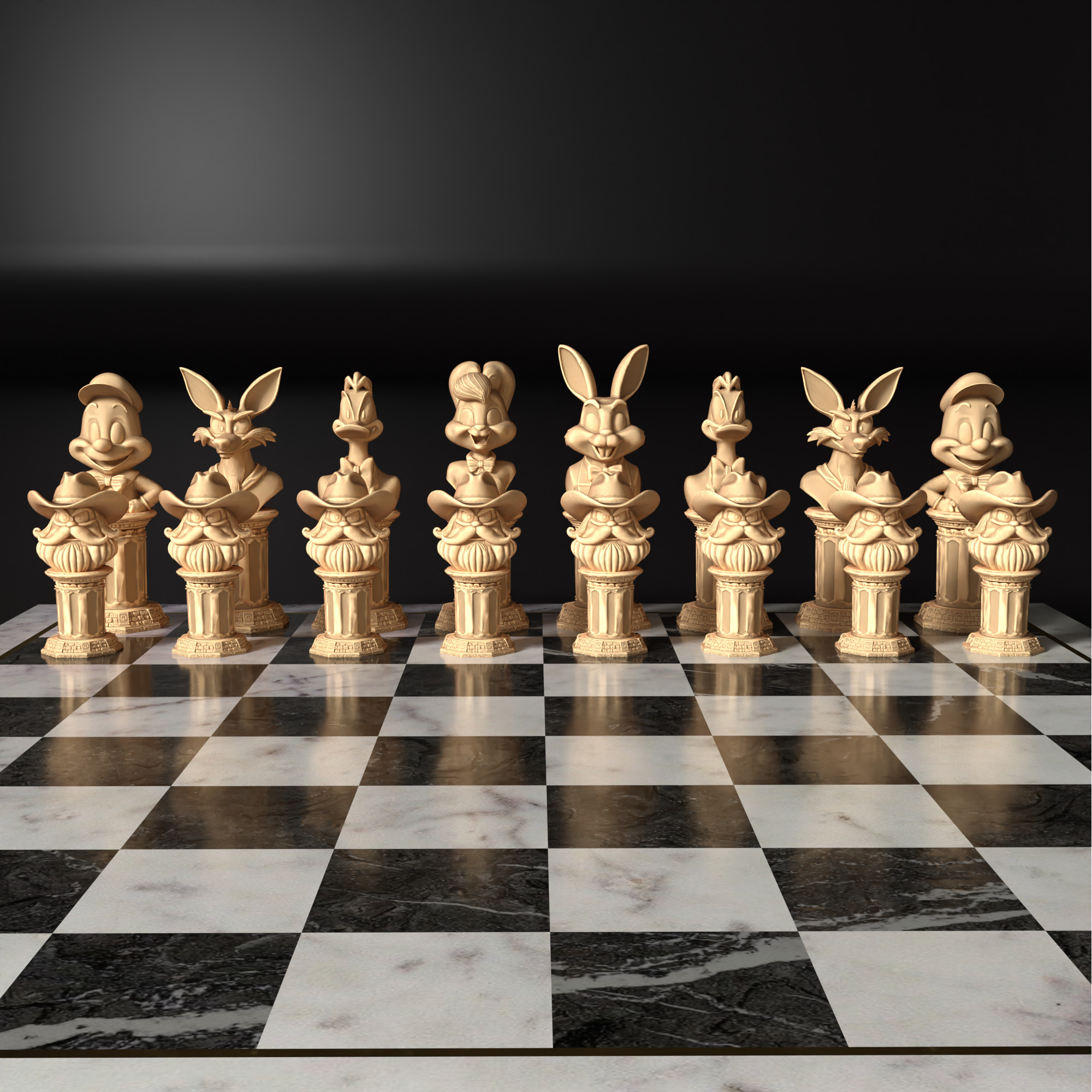 Looney Tunes Chess Set STL 3D Printable Cartoon Characters 3D print model_1