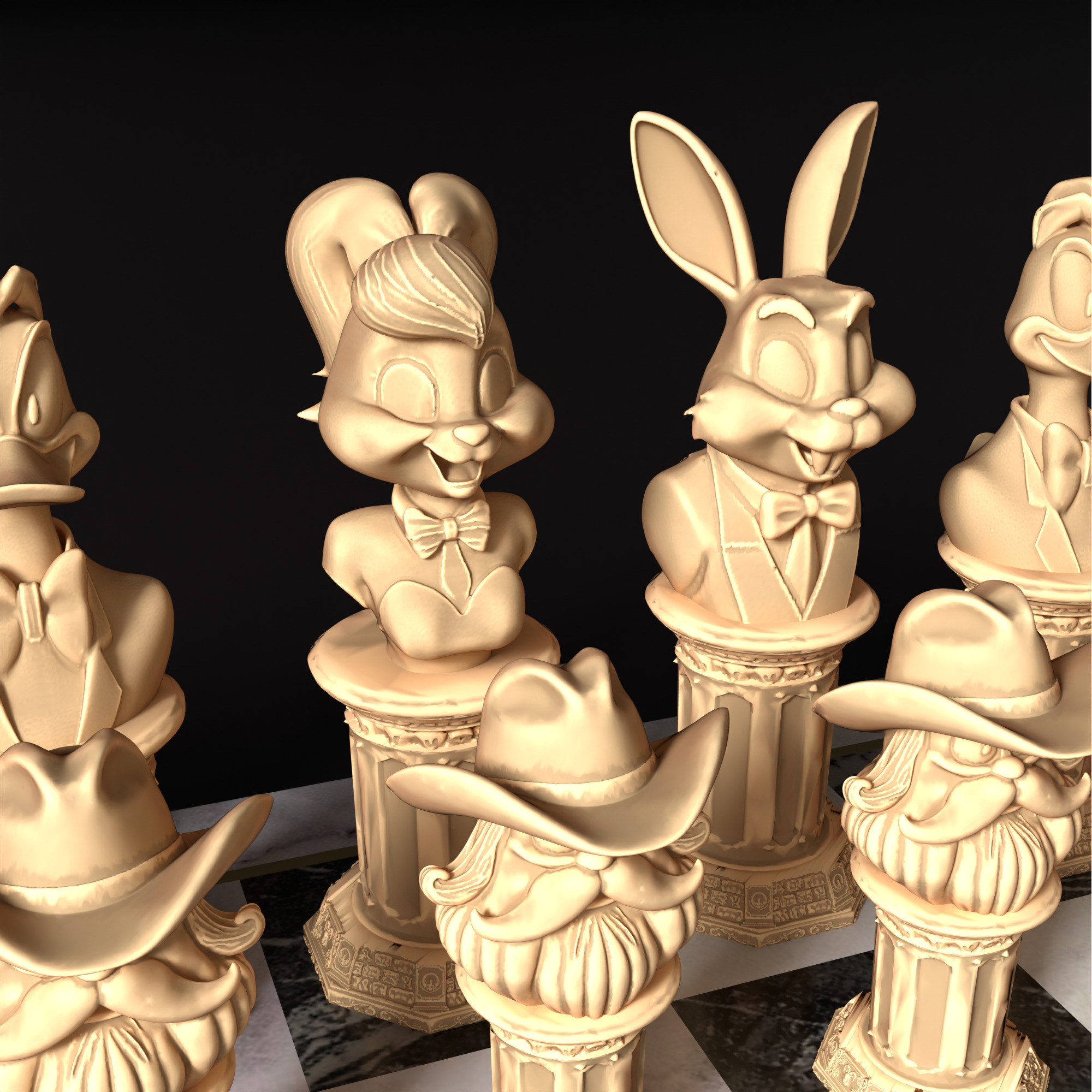 Looney Tunes Chess Set STL 3D Printable Cartoon Characters 3D print model_19