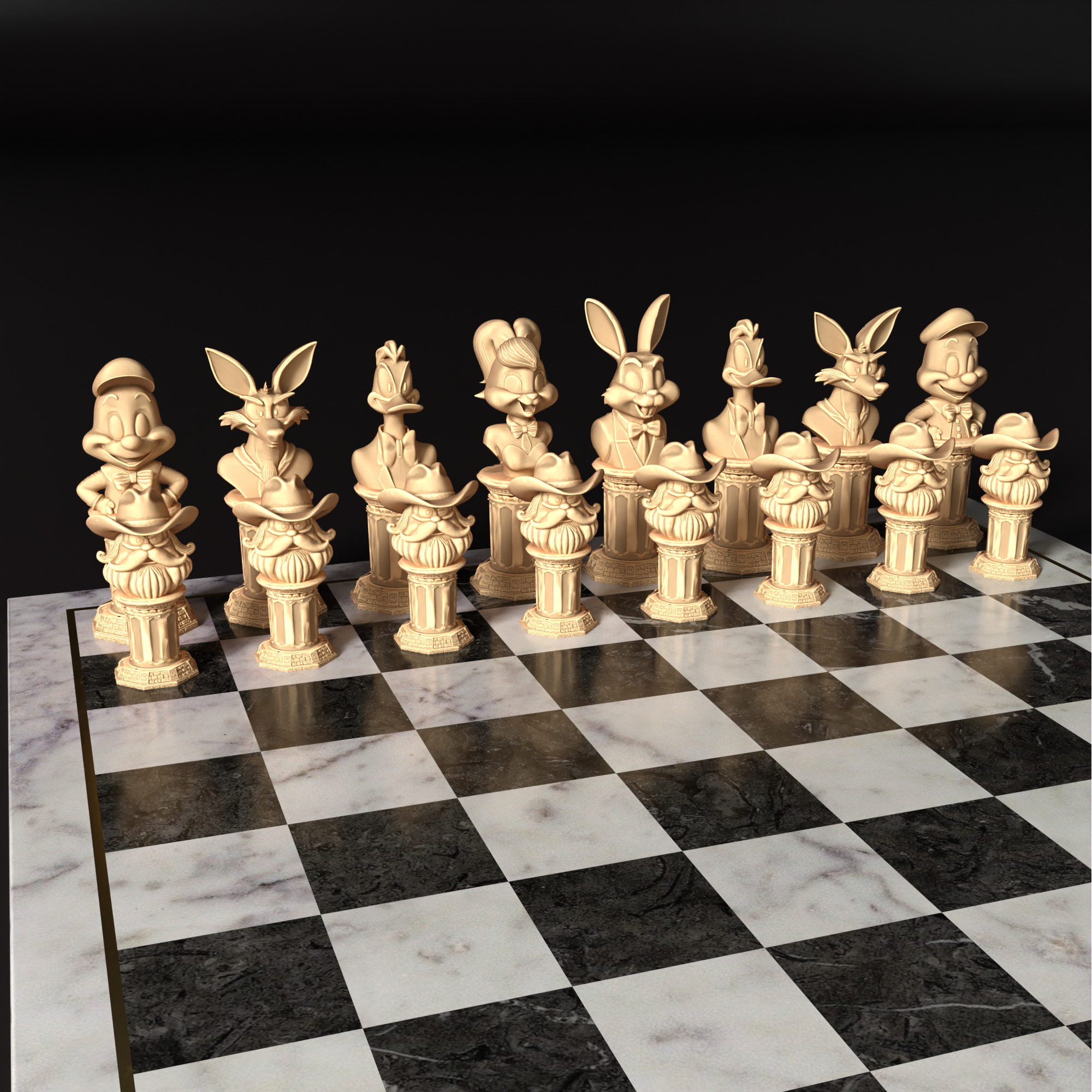 Looney Tunes Chess Set STL 3D Printable Cartoon Characters 3D print model_9
